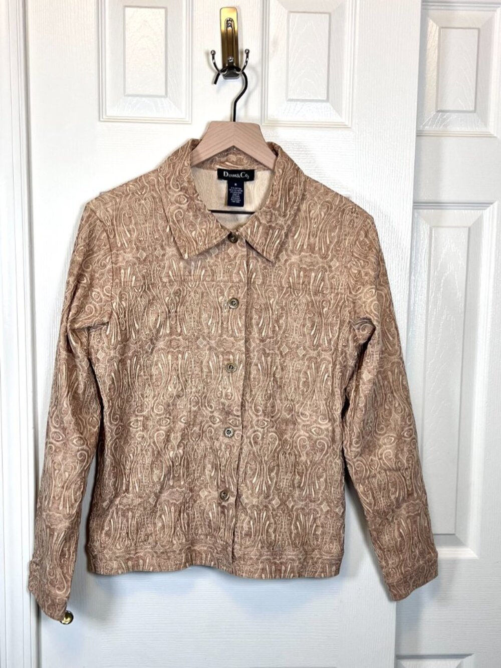 Vintage Denim & Co. Paisley Lightweight Cotton Jacket Beige Cream Size M
